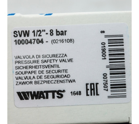 Предохранительный клапан для систем водоснабжения 8 бар. SVW 8 1/2 Watts 10004704(02.16.108) в Саратове 6