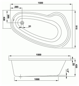 Каркас Riho Nora 160x90 L для асимметричной ванны металлический в Саратове 2