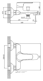 Смеситель для ванны хром с душем и шлангом Orange Sofi M43-100cr в Саратове 1