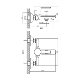Смеситель GERA (арт. GE61611341) для ванны короткий изл.,карт.35мм Zollen в Саратове 2