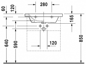 Раковина-столешница 65см с 1отв белая DURAVIT 2320650000 в Саратове 10