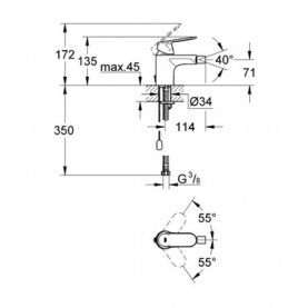 Смеситель EUROSMART Cosmopolitan (арт.32840000) для биде, цепочка. GROHE в Саратове 4