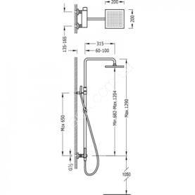 Душевая колонна Cezares PD-CAE-01-Cr с верхним и ручным душем для серий DOLCE и PEONIA в Саратове 1