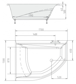 Каркас Alpen 170x110 для асимметричной ванны металлический в Саратове 1