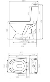 Унитаз-компакт Della Glance Plus DE811090008, горизонтальный выпуск, 2-реж смыв, с сиденьем дюропласт в Саратове 2