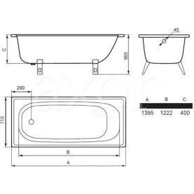 Ванна стальная Estap Classic-A 140x70 прямоугольная в Саратове 2