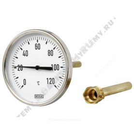 Термометр биметаллический осевой Дк63 L=40мм G1/2" 120C А5000 Wika 3901661 (36523008) в Саратове 1