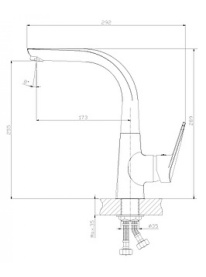 Смеситель одноручный Rossinka (40 мм)  для кухни с высоким литым поворотным изливом, LM Терракот в Саратове 1