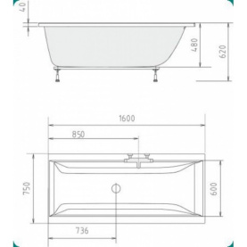 Акриловая ванна Vagnerplast Cavallo 180x80 прямоугольная VPBA180CAV2X-01 в Саратове 1
