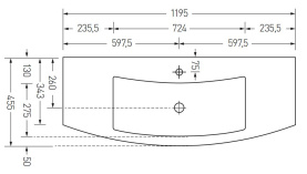 Раковина Акватон SEVIGLIA 120x12 (1195x455) FLOAT ROSSO MET в Саратове 1
