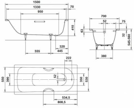 Ванна стальная Kaldewei Saniform Plus 170х70 прямоугольная Мод 363-1 в Саратове 2