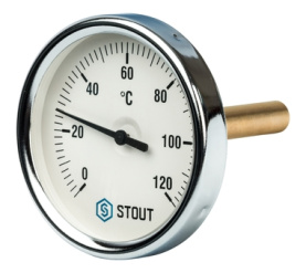 Термометр биметаллический с погружной гильзой. Корпус Dn 80 мм, гильза 75 мм 1 STOUT SIM-0001-807515 в Саратове 0