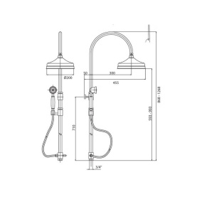 Душевая колонна Cezares ELITE-CAE-03/24-Bi с ручным и верхним душем для смесителя в Саратове 1