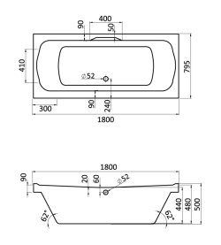 Ванна акриловая Santek Корсика 180x80 с гидромассажем Комфорт Плюс 1WH112396 в Саратове 1