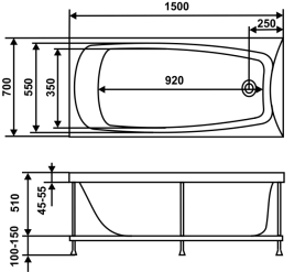 Ванна акриловая Vidima Сириус 160х70 см B155601, белая в Саратове 3