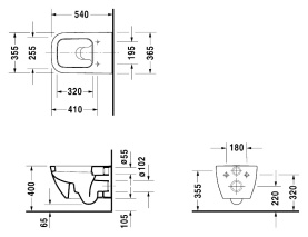 Унитаз подвесной Duravit Happy D.2 365x540 мм 2221090000, с вертикальным смывом, с креплением Durafix в Саратове 2