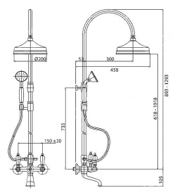 Душевая колонна Cezares FIRST-CVD-03/24-Bi со смесителем для ванны в Саратове 1