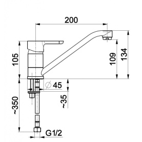 Смеситель GRANAT (5523-914-00) для кухни, повор.изл. 200мм, G12 Armatura KFA в Саратове 2