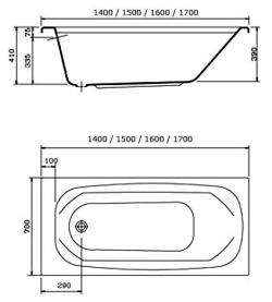 Каркас Riho Nora 160x90 R для асимметричной ванны металлический в Саратове 2