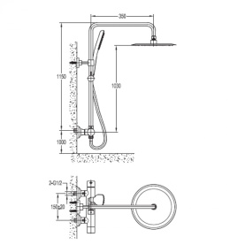 Душевая колонна Cezares SIESTA-CD-T-01 с термостатическим смесителем верхним и ручным душем в Саратове 1